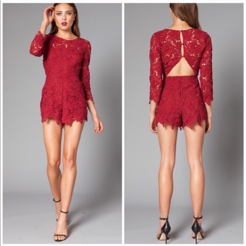 Lovers + Friends Peony Lace Open Back Wine Small Worn By Taylor Swift